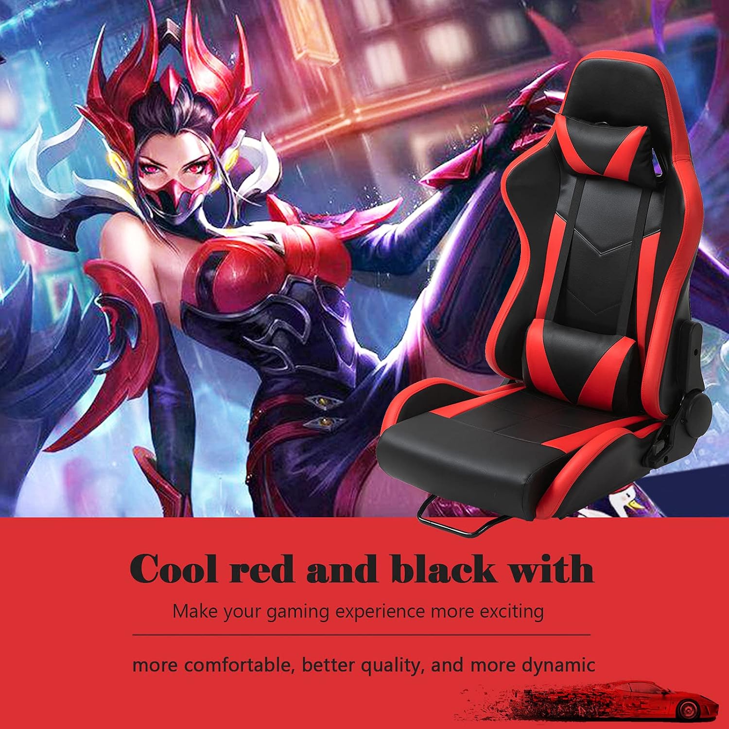Marada Gaming Racing Seat for Simulator Cockpit with Double Locking Slides,Include Lumbar and Neck Pillow,Adjustable PU Leather Chair for Heavy-Duty Metal Driving Sim Mount (No Steering Wheel Stand)