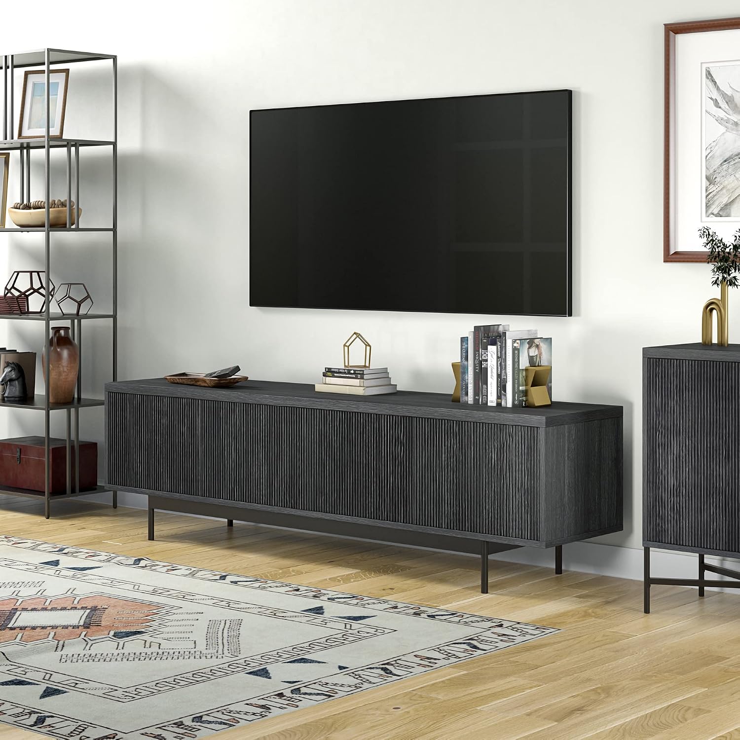 Henn&Hart Whitman, 70'' Rectangular TV Stand, Charcoal Gray