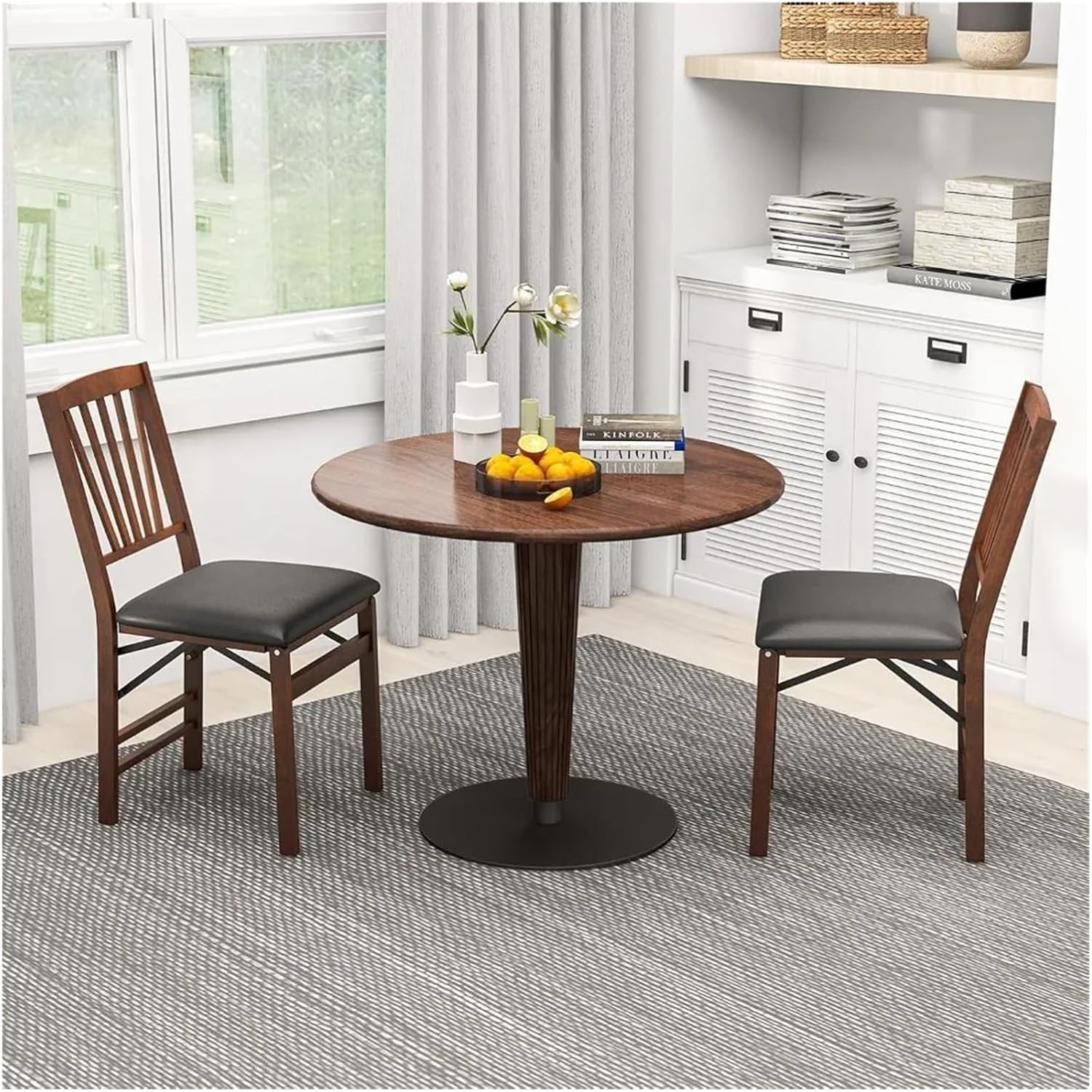 Thick Upholstered Kitchen Chairs 1pcs Foldable Kitchen Dining Chairs with Padded Seat Solid Wood Frame Max Load 400Lbs