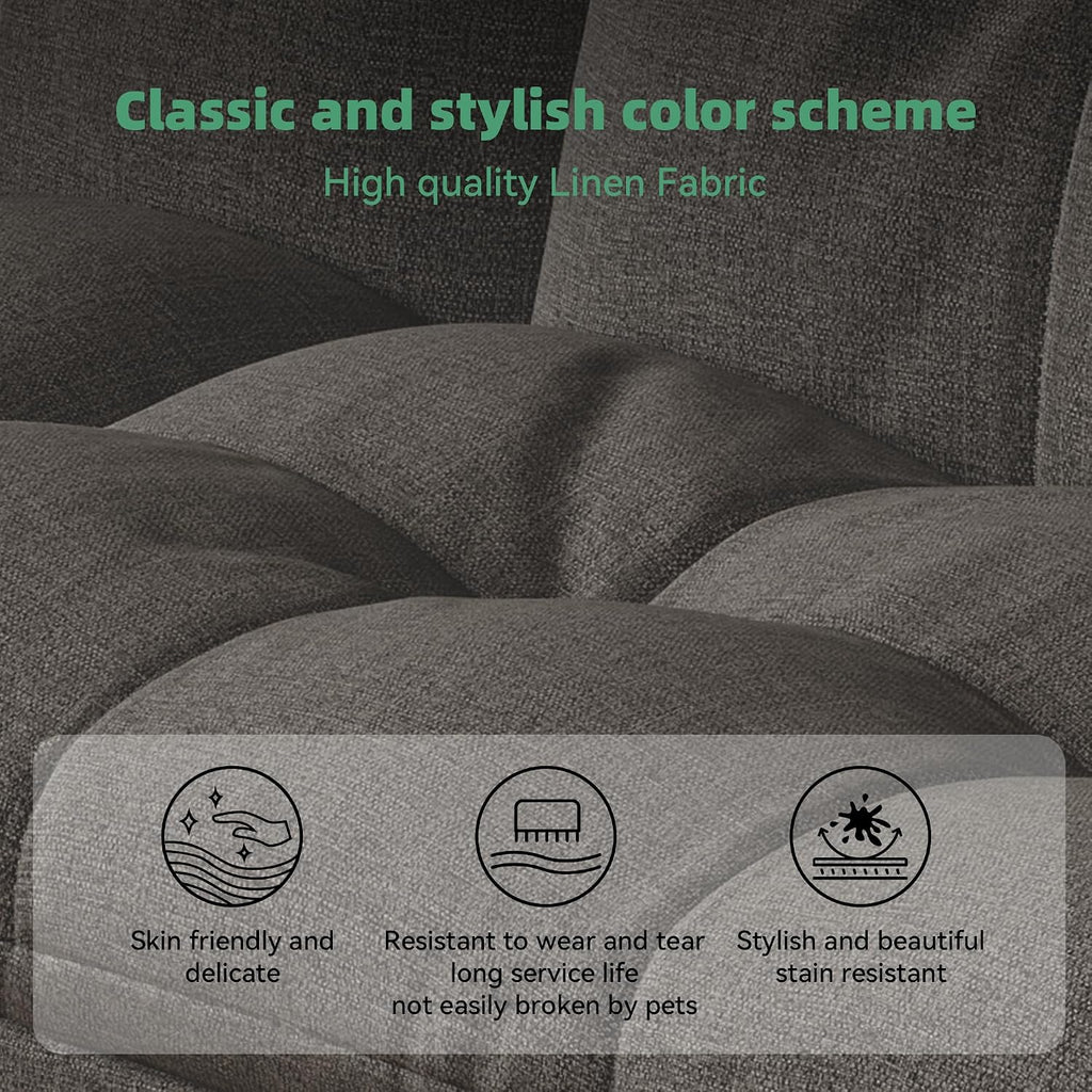 Opoiar Convertible Futon Sofa Bed,71' Memory Foam Futon Couch,Detachable Cushion,Adjustable Backrest & Armrest,Linen Modern Loveseat Sleeper Recliner for Living Room,Office,Apartment,Retro Grey