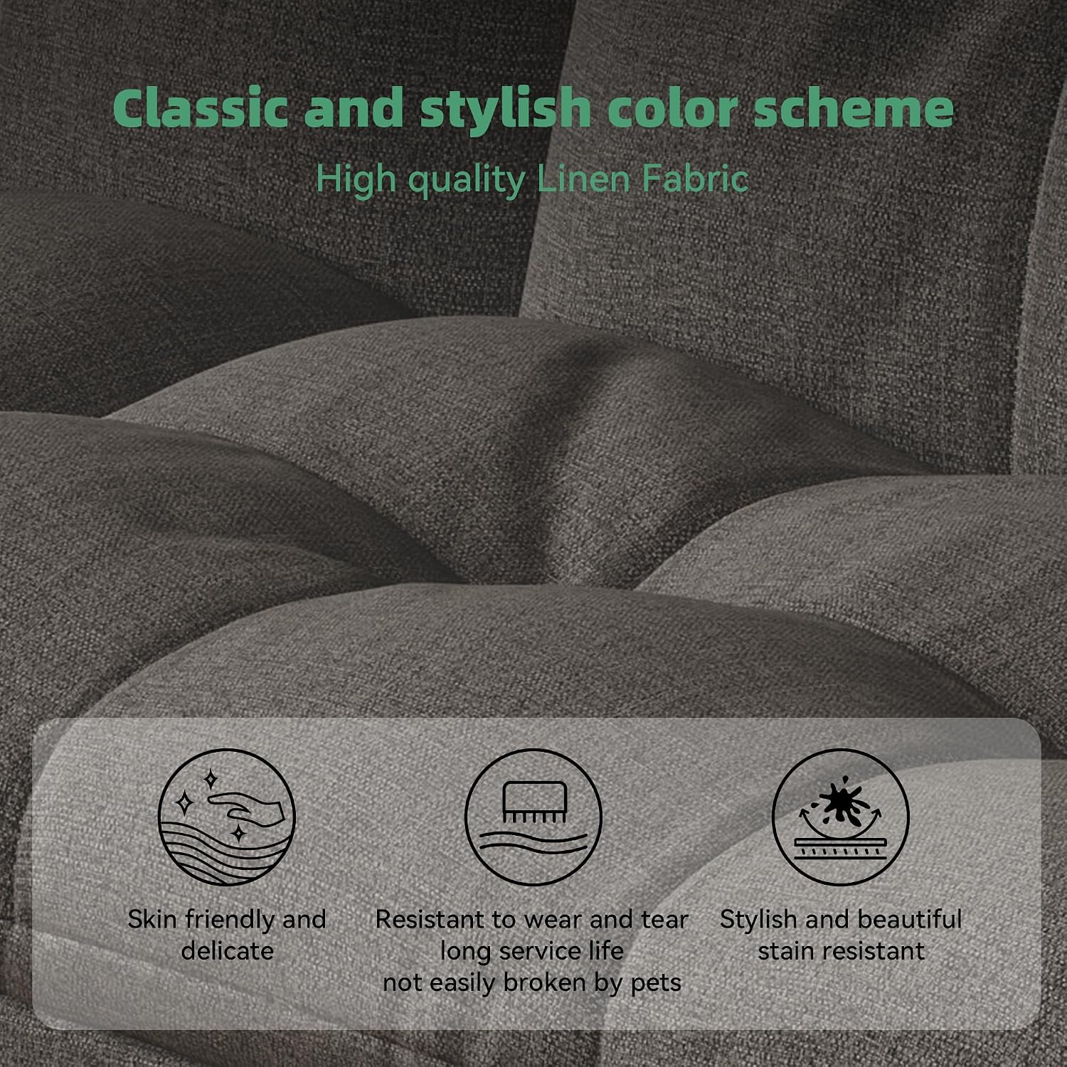 Opoiar Convertible Futon Sofa Bed,71' Memory Foam Futon Couch,Detachable Cushion,Adjustable Backrest & Armrest,Linen Modern Loveseat Sleeper Recliner for Living Room,Office,Apartment,Retro Grey
