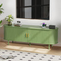 DHH 63 Inch Mid Century Modern TV Stand with Power Outlet for TVs up to 70 Inch, Entertainment Center with Storage and Adjustable Shelves, Media Console with Sliding Doors for Living Room(Green)