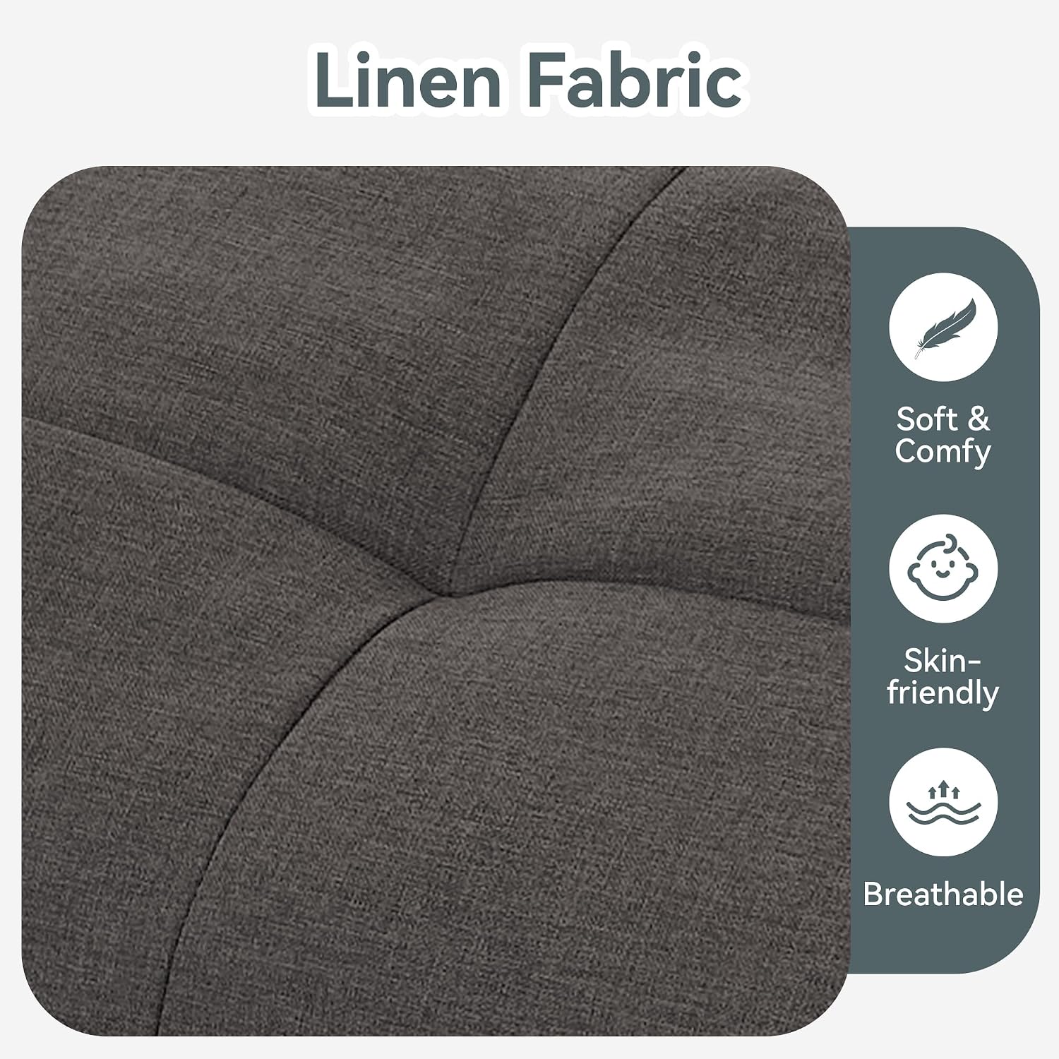 Futon Sofa Bed Convertible Couch, Grey Linen Sofa Bed with Memory Foam, Adjustable Backrest & Armrests, Multifunctional Small Loveseat Sleeper Sofa for Living Room, Apartment, Office