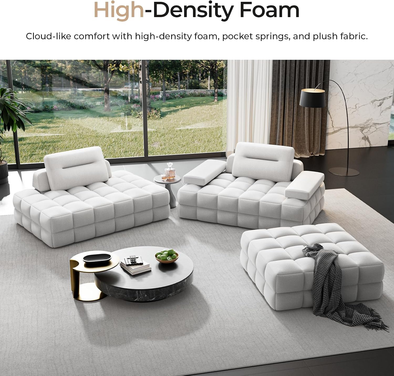 HOMRELEXA L Shaped Sectional Sofa 132' with Storage Chaise, Modular Sofa Bed & 6 Pillows, Durable Kid-Friendly Chenille Fabric for Living Room and Apartment