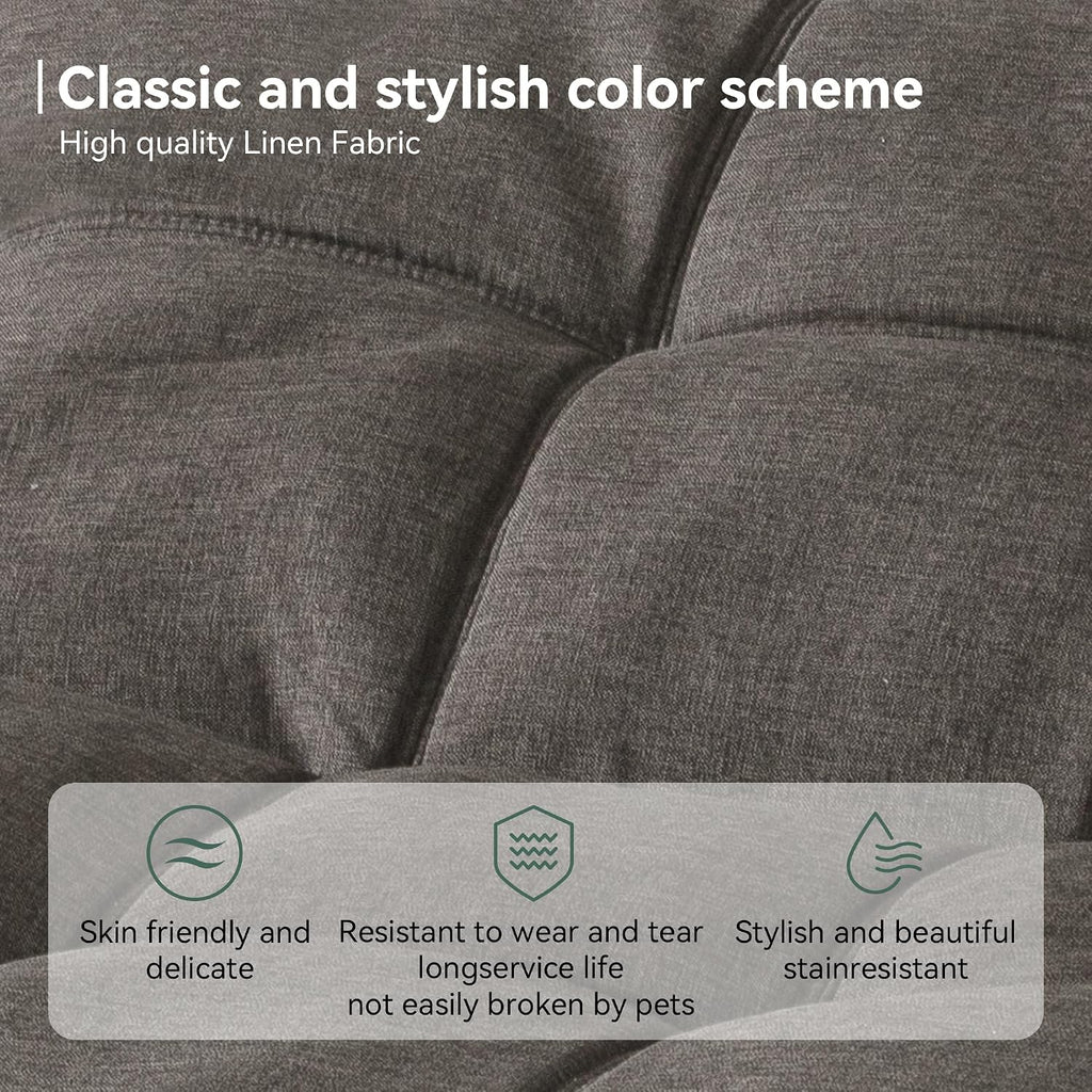 Opoiar 71' L Convertible Futon Sofa Bed,Linen Fabric Futon Couch,Loveseat Sleeper Sofa,Soft Cushions Love Seat Daybed for Studio, Apartment, Office, Small Space, Compact Living Room,Grey