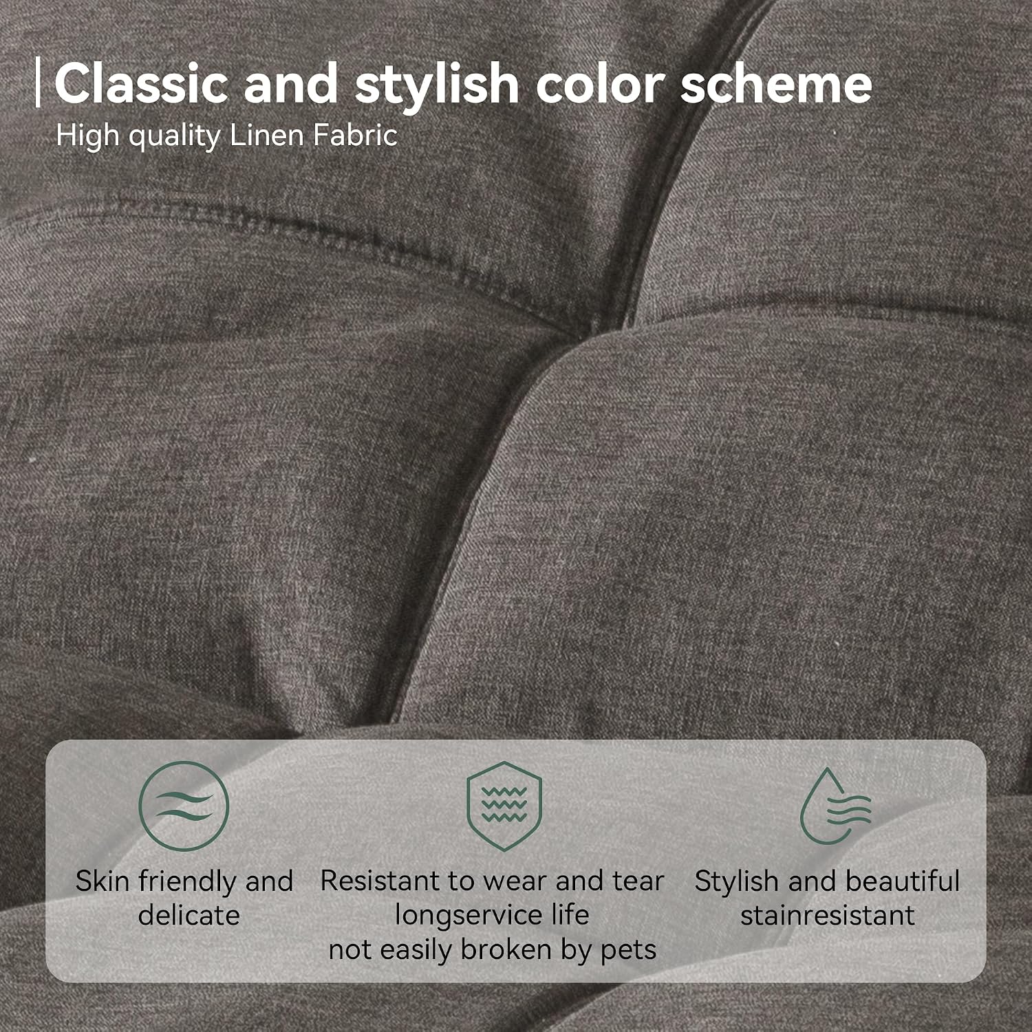 Opoiar 71' L Convertible Futon Sofa Bed,Linen Fabric Futon Couch,Loveseat Sleeper Sofa,Soft Cushions Love Seat Daybed for Studio, Apartment, Office, Small Space, Compact Living Room,Grey