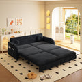 65.4'' Pull Out Couch Bed Queen Size, Chenille Sleeper Sofa Daybed, 3 in 1 Convertible Couches, Futon Sofa with 2 Pillows, Storage Pockets, USB, Loveseat for Small Spaces, Living Room, Black
