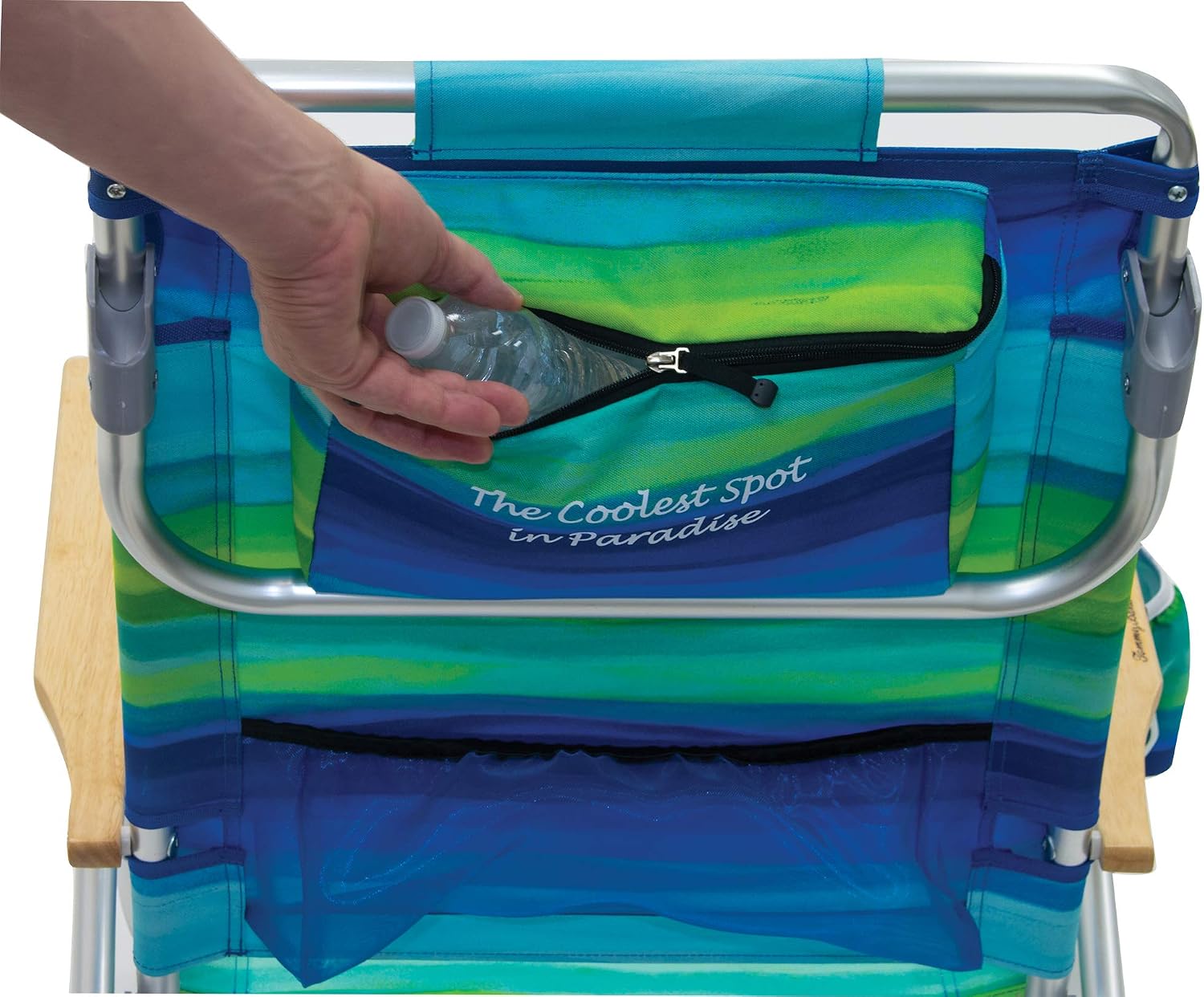 Tommy Bahama 2-Pack 5-Position Classic Lay Flat Backpack Beach Chair with Cooler and Cup Holder, Portable Folding Beach Chair for Tanning, Blue/Green