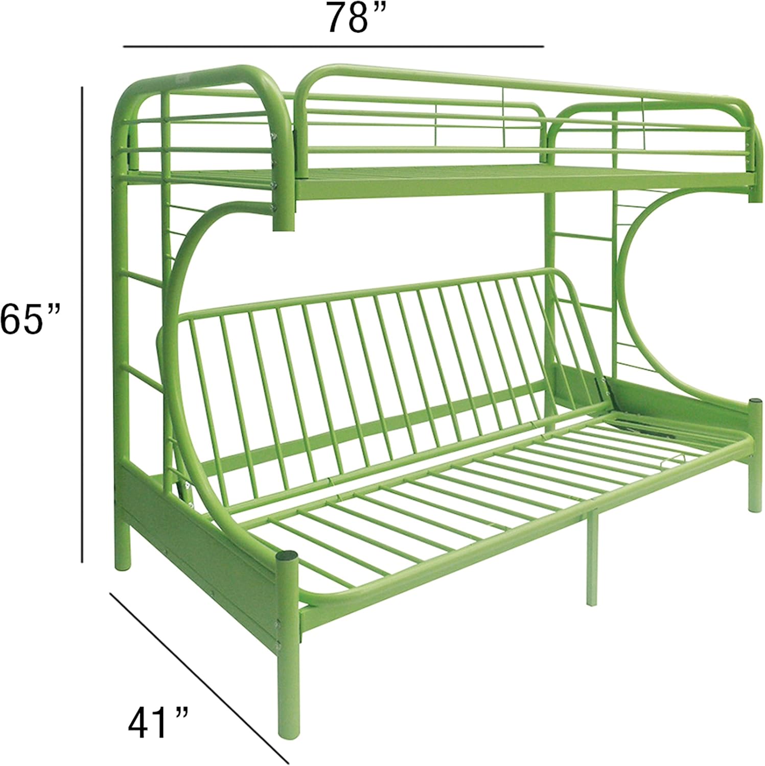 Acme Furniture Eclipse Twin Over Full Futon Bunk Bed in Green