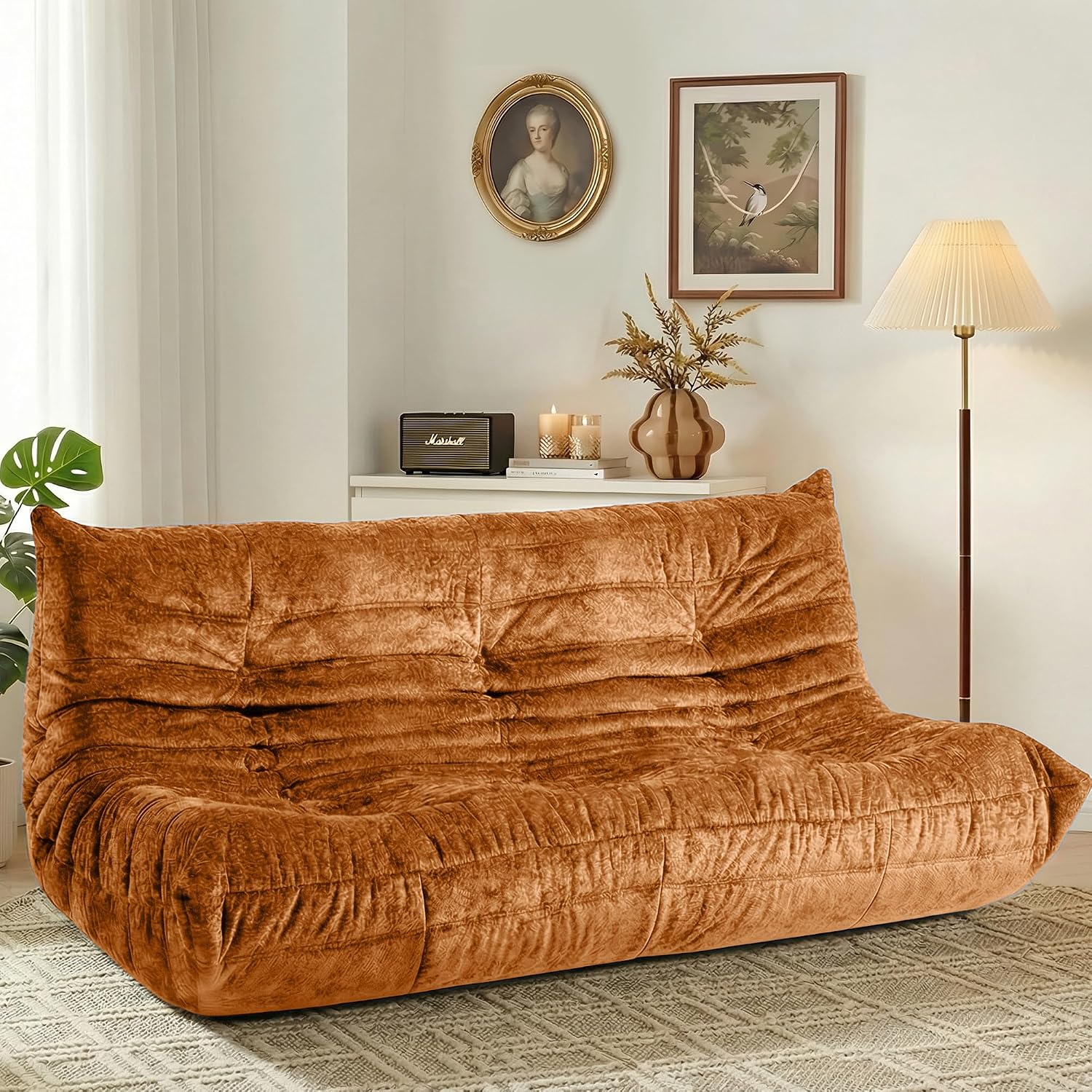 HABUTWAY Bean Bag Chair, Giant Bean Bag Chairs for Adults, 3 Seater Fireside Chair, Lazy Large Floor Bean Bag Sofa for Living Room, Bedroom, Dorm, Office (Brown)