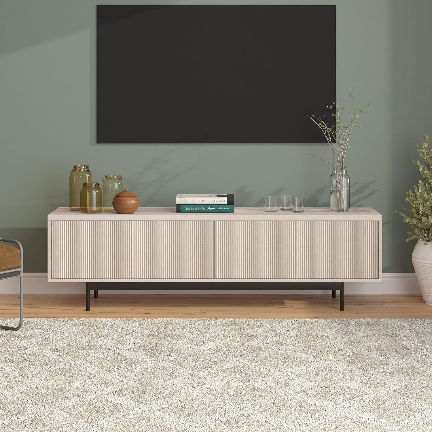 Henn&Hart Whitman, 70'' Rectangular TV Stand, Alder White
