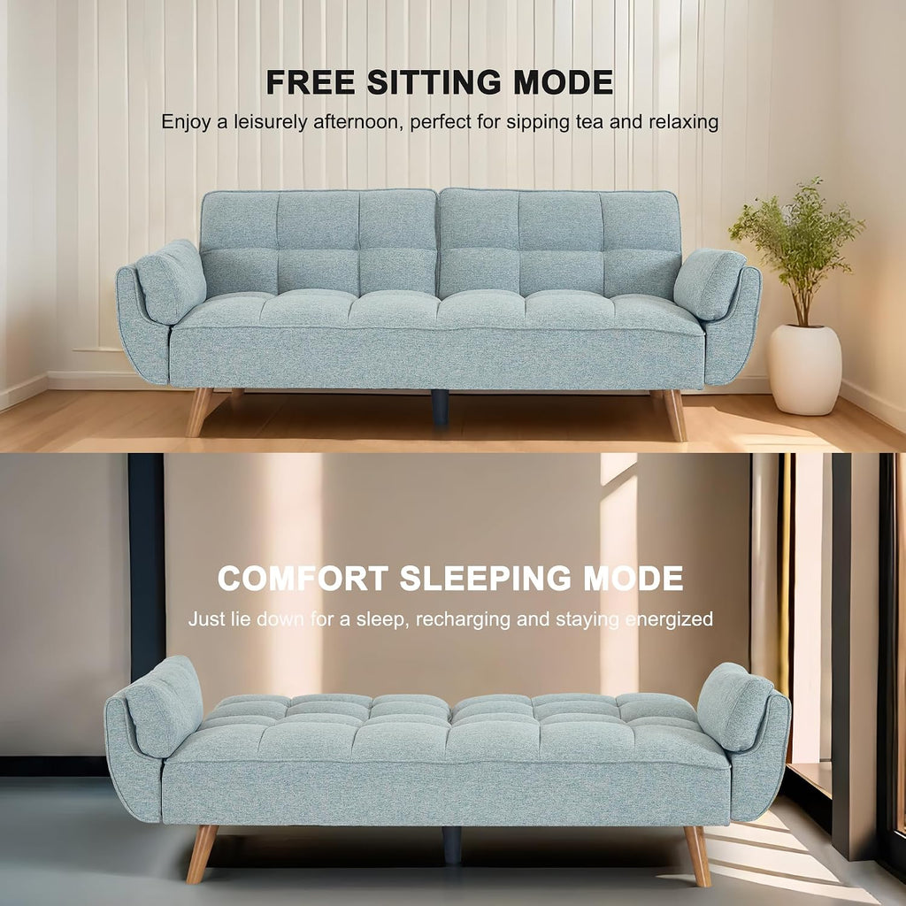 Convertible futon Sofa Bed, Sleeper Sofa Bed with Adjustable backrest, Small Space Small Sofa, Living Room, Bedroom (Light Gray)