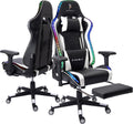 Gaming Chair with LED Lights and Speakers, 4D Armrest Gaming Chair, Ergonomic Full Massage PU Leather Lumbar Support Gaming Chair,Adults Teens Computer Chair.,White
