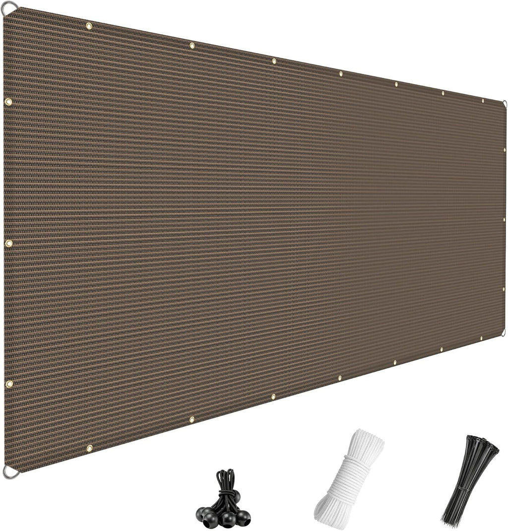 Windscreen4less 14' x 20' Sun Shade Sail Straight Edge Sun Shade Canopy Cover Outdoor with Grommets D-Ring UV Block for Pergola Backyard Patio (Brown)