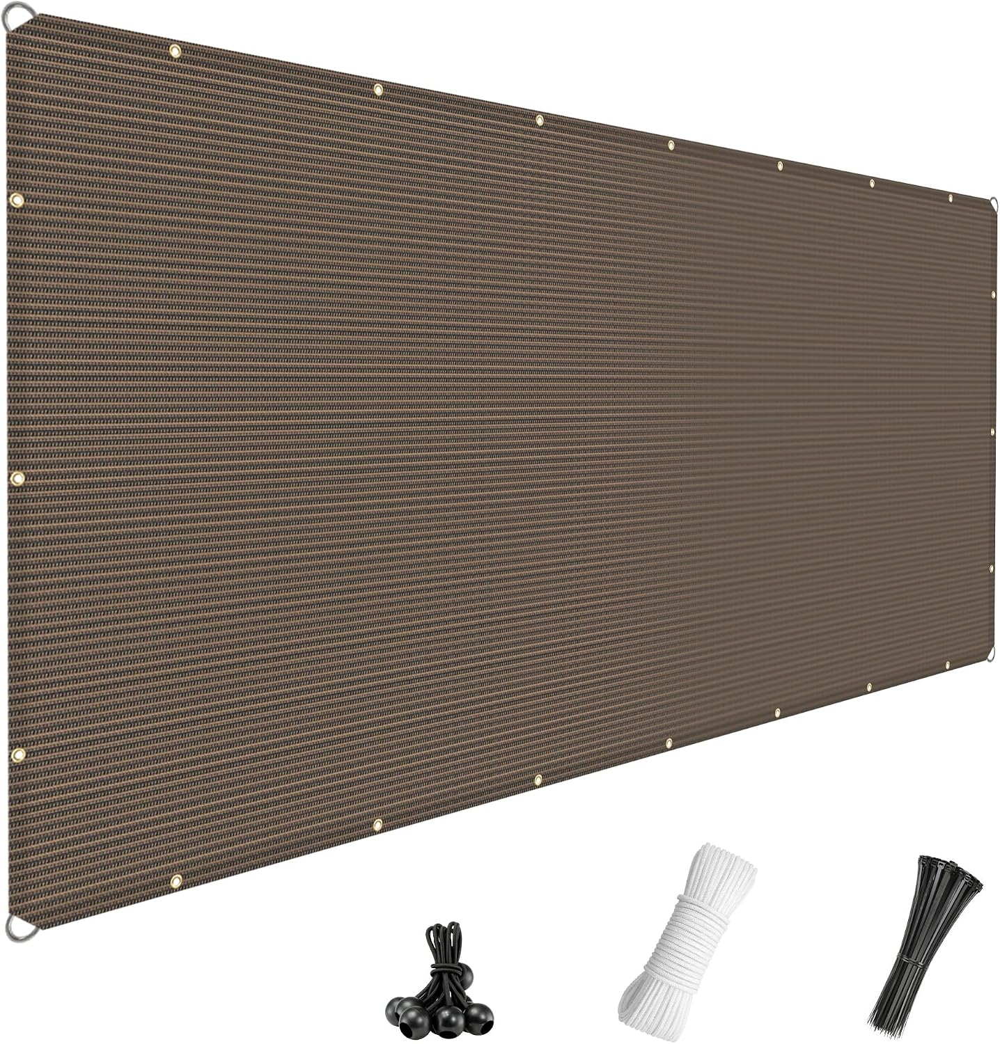 Windscreen4less 14' x 20' Sun Shade Sail Straight Edge Sun Shade Canopy Cover Outdoor with Grommets D-Ring UV Block for Pergola Backyard Patio (Brown)