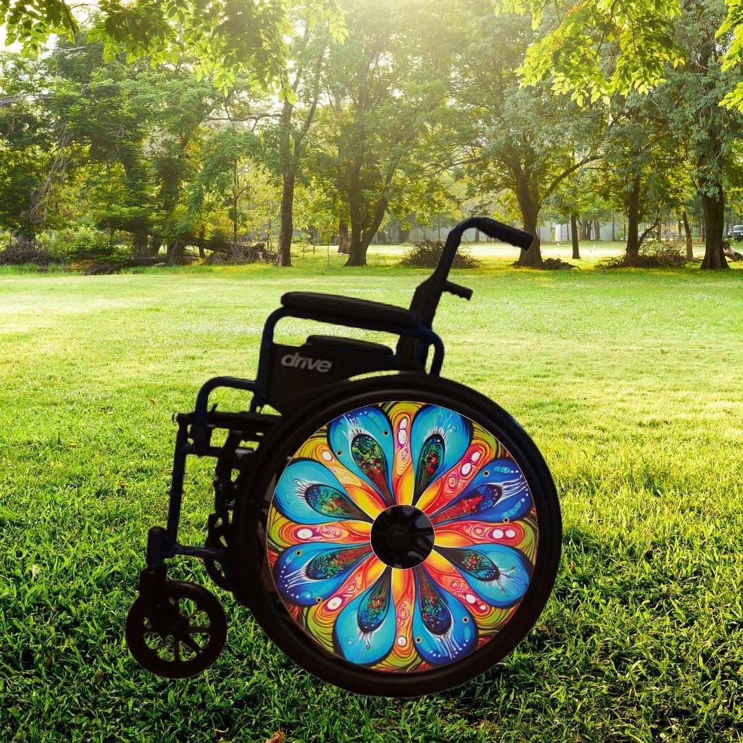 Designer Cover for Wheelchair Wheels, Enhances Aesthetics, Easy Install/Remove, Lightweight, New Matt Finish (Pretty Petals)