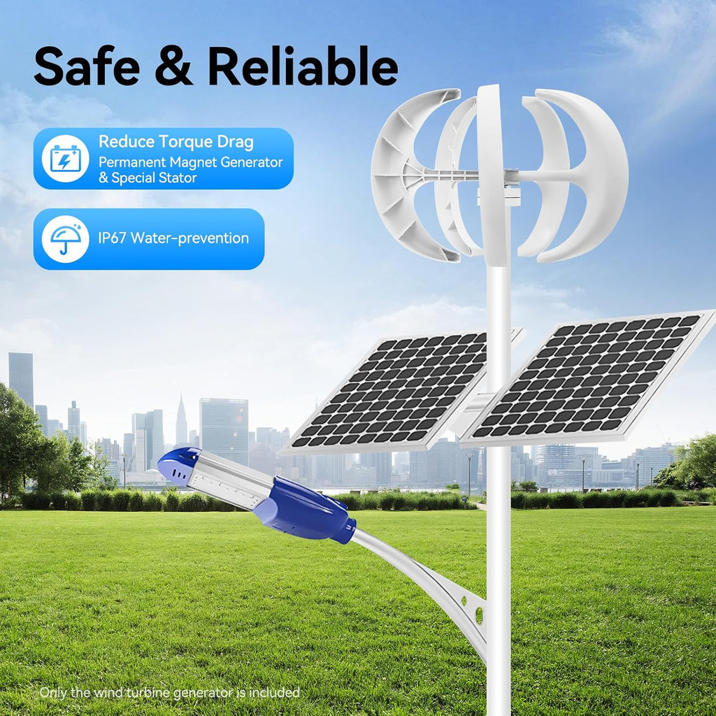 Wind Turbine Generators Kit, 12/24V 600W Lantern 5-Blade Vertical Axis Wind Turbine Generator with Axis Controller (24V)