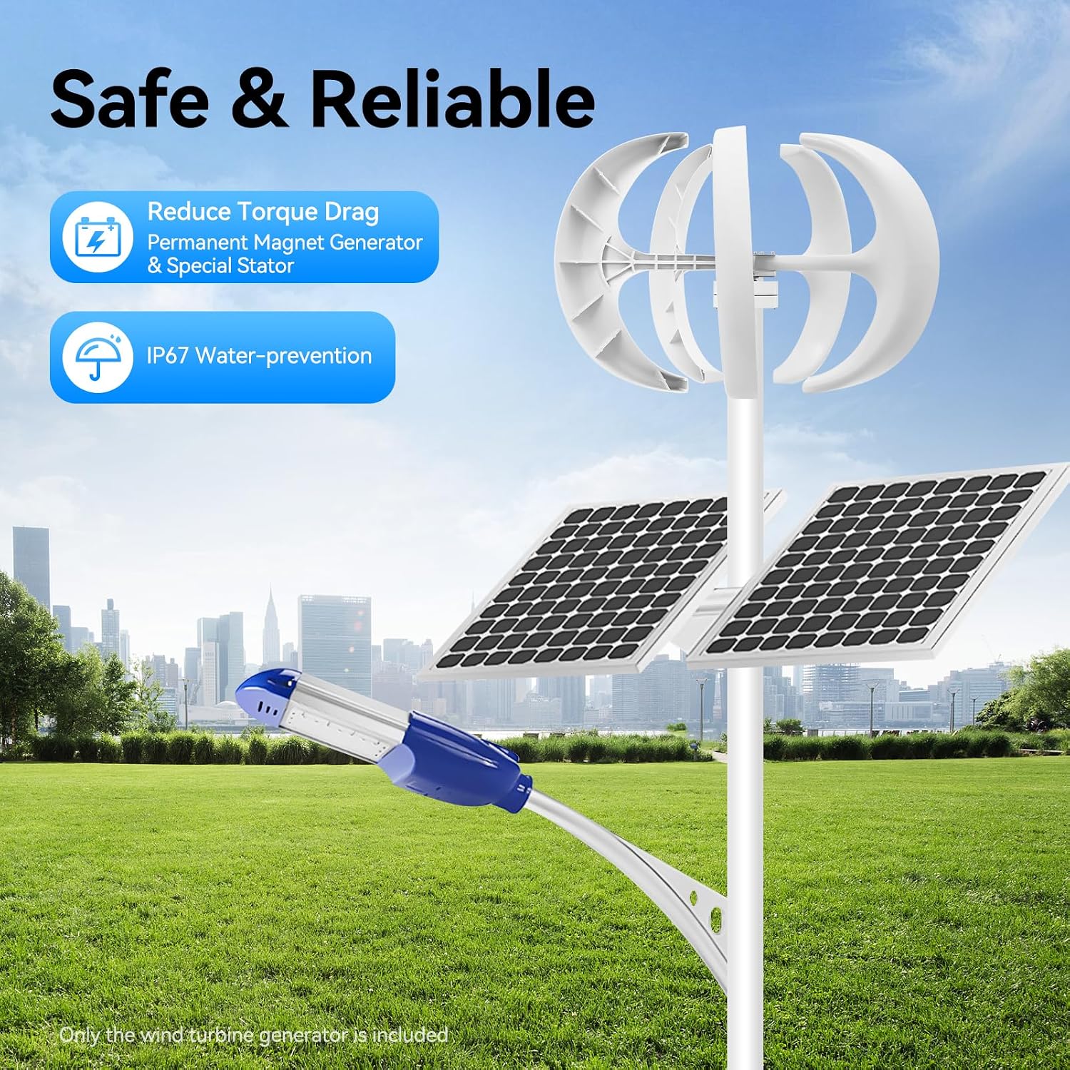 Wind Turbine Generator, 600W 24V 5-Blade Wind Power Generator with Controller, for Boats Farm Home Hybrids Streetlight Use, White
