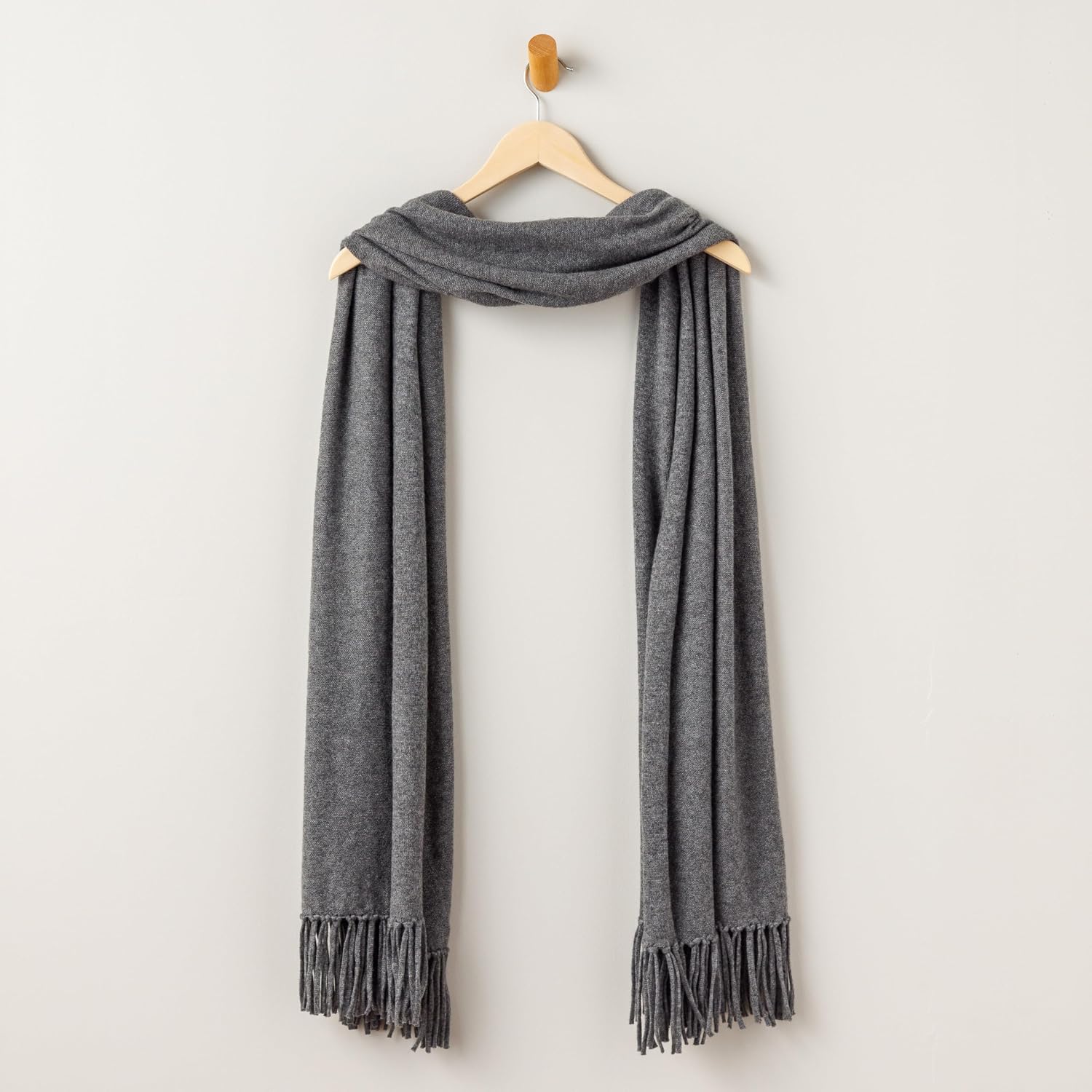 Fishers Finery Women's 100% Cashmere Knit Shawl Wrap with Fringe | Oversized 78' long by 28' wide
