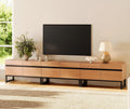 WAMPAT Modern TV Stand for 32-110 Inch TVs, Wood Entertainment Center with Metal Base Storage Cabinets, Media TV Console for Living Room, Mocha, 3Pcs