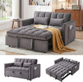 3 in 1 Convertible Sleeper Sofa Bed, 55' Pull Out Couches, Modern Loveseat Sleeper Sofa with Adjustable Reclining Backrest & Side Pockets for Living Room, Velvet Fabric, Dark Gray