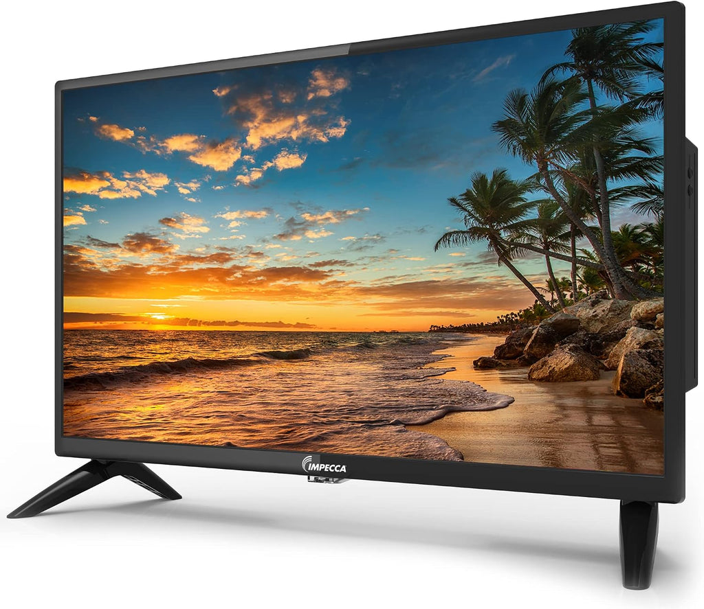 Impecca 24 inch TV HD 720p LED HDMI USB VGA Small Screen Monitor for Home Kitchen RV Camper or Office, Stereo Speakers, Wall Mountable, Full Function Remote, Non-Smart Television