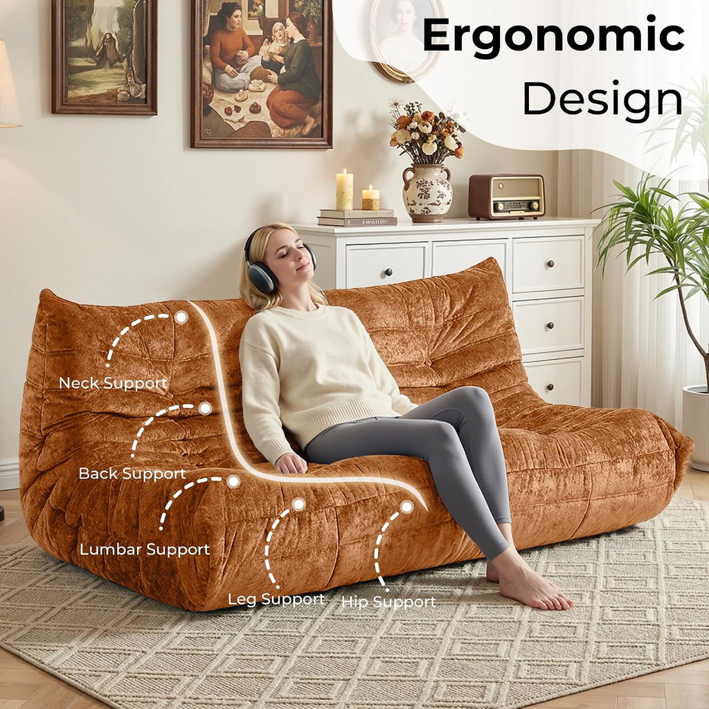 HABUTWAY Bean Bag Chair, Giant Bean Bag Chairs for Adults, 3 Seater Fireside Chair, Lazy Large Floor Bean Bag Sofa for Living Room, Bedroom, Dorm, Office (Brown)