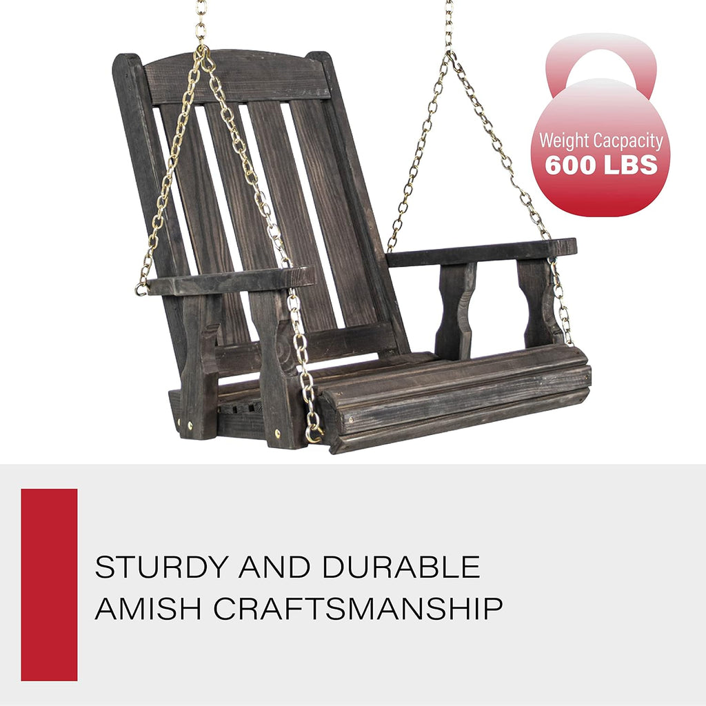 Amish Casual Heavy Duty Mission Pressure Treated Swing Chair (Semi-Solid Black Stain)