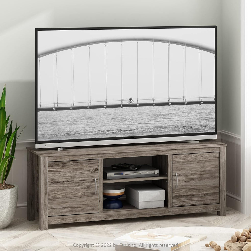 Furinno Classic Stand with Storage for TV up to 65 Inch, Rustic Oak, Large