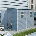 YOPTO 4x8 FT Outdoor Storage Shed Plastic Shed W/Floor,Resin Lean to Shed W/ 2 Windows & Lockable Door,Garden Tool House W/Air Vent & Sloped Roof,All Weather Waterproof for Backyard,Patio,Lawn,Grey