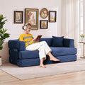 Garvee 5-in-1 Convertible Sofa Bed, 78.8' Modular Corduroy Sleeper with Sturdy Frame & No Assembly, Multi-Functional Futon for Small Space, Living Room & Guest Room (Blue)