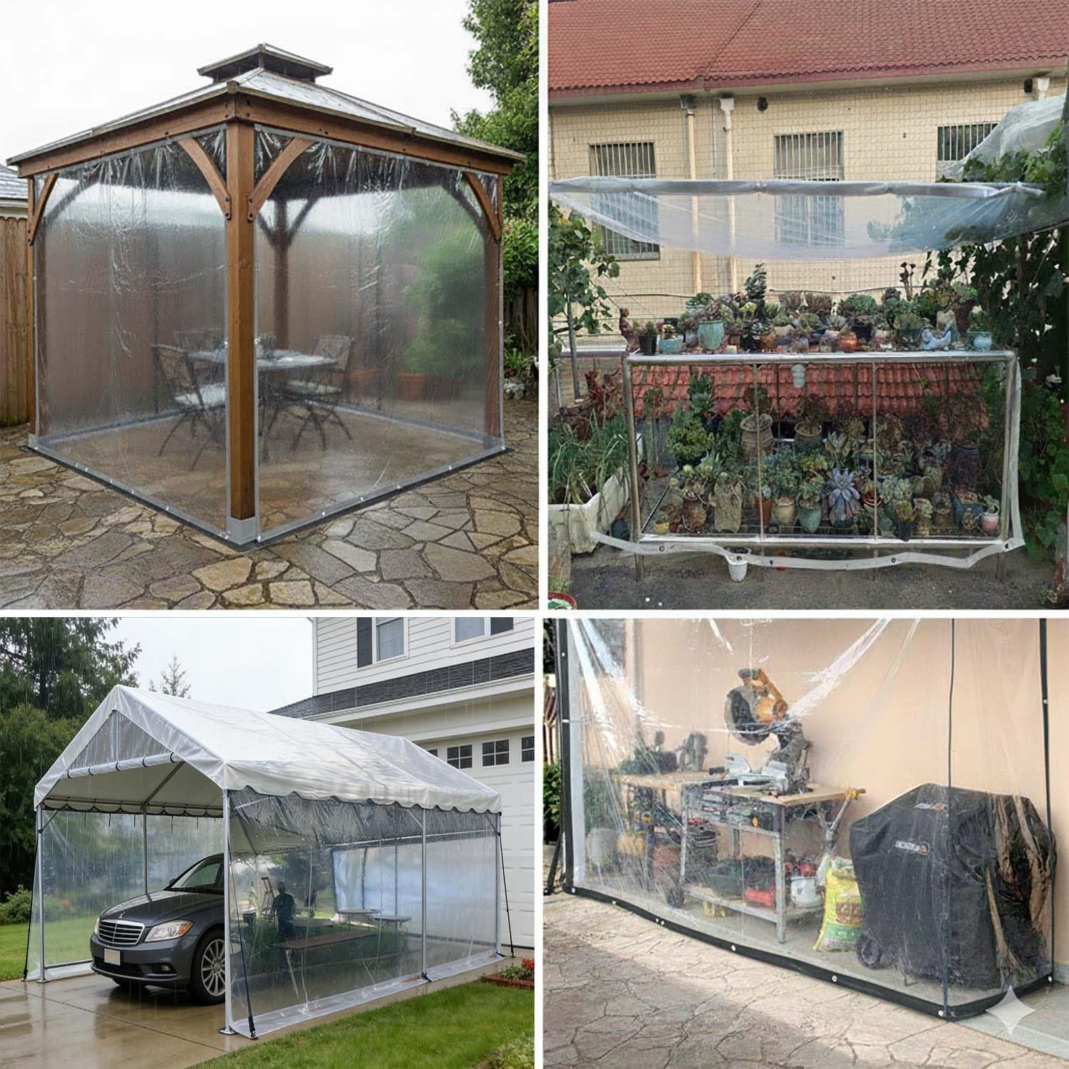 Transparent Tarps Clear Plastic Tarp with Grommets, 5 Mil Clear Tarps Waterproof Clear Tarpaulin Heavy-Duty Waterproof Cover for Patio Pergola Garden Canopy Rainproof(26x28 ft)