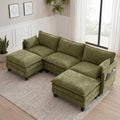 Eafurn Modular Sectional Sofa with Movable Ottomans for Living Room, 4 Seater Convertible U Shaped Sectional Couch Modern Reversible Chenille Sofa Set w/USB Ports and Side Pockets