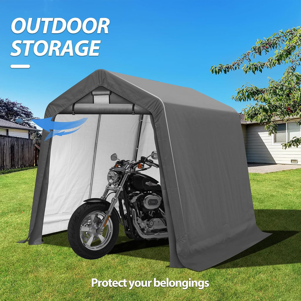 8' x 8' Outdoor Portable Storage Shed,Heavy Duty Portable Garage with Roll-up Zipper Door, Storage Shelter Shed for Generator, Vehicles,Motorcycle