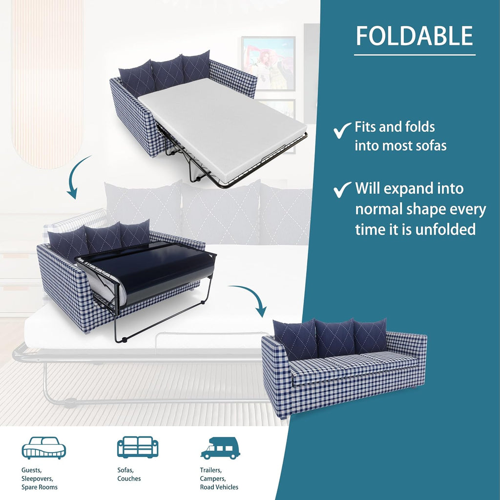 4.5 Inch Memory Foam Sofa Bed Replacement Mattress for Queen Size Sleeper | Oeko-TEX| CertiPUR-US Certified | Washable Cover(Sofa Not Included)