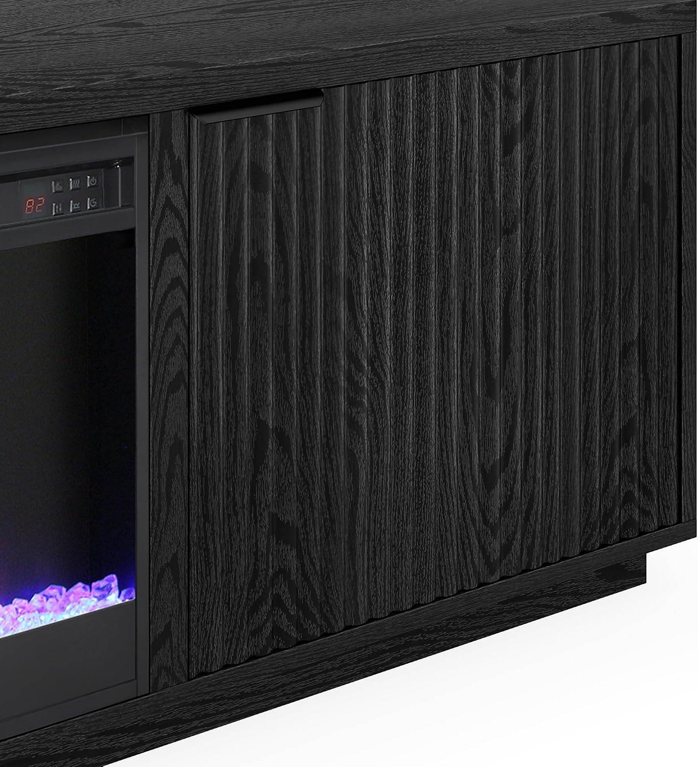 Henn&Hart Rectangular TV Stand with 26' Crystal Fireplace for TV's up to 78' in Black Grain, for Home, Living Room, Bedroom, Entertainment Room, Office