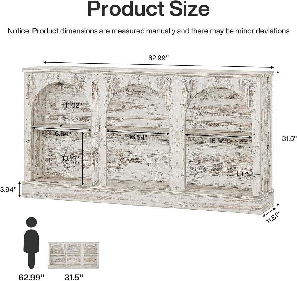 Tribesigns TV Media Consoles for Living Room, Farmhouse Entertainment Center with Storage Cabinets, Modern Television Stand for Bedroom, Distressed White