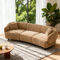Christopher Knight Home Obito Boucle Upholstered 3-Seater Sofa, Modern Home Sofa Living Room, Wooden Large Upholstered Sofa Couch for Apartment/Home Office, Light Brown/Mocha
