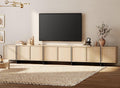 WAMPAT Modern TV Stand for 32-110 inch TVs, Wood Entertainment Center with Storage Cabinets, Media TV Console Table for Living Room, Light Oak