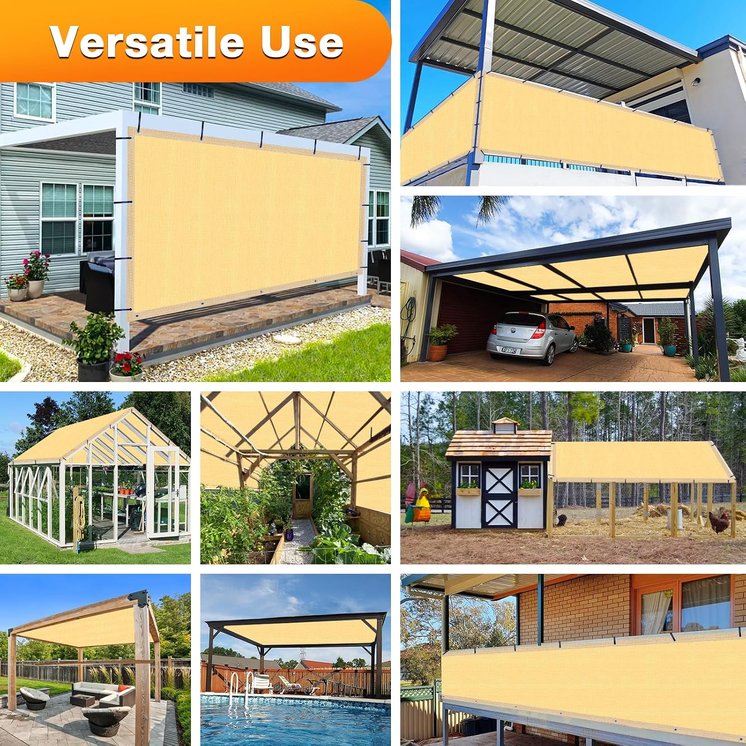 Artpuch Outdoor Pergola Shade Cover 14x20 FT Sun Shade Cloth with Grommets Sand 90% UV Protection Canopy Patio Privacy Screen (Customized Available)