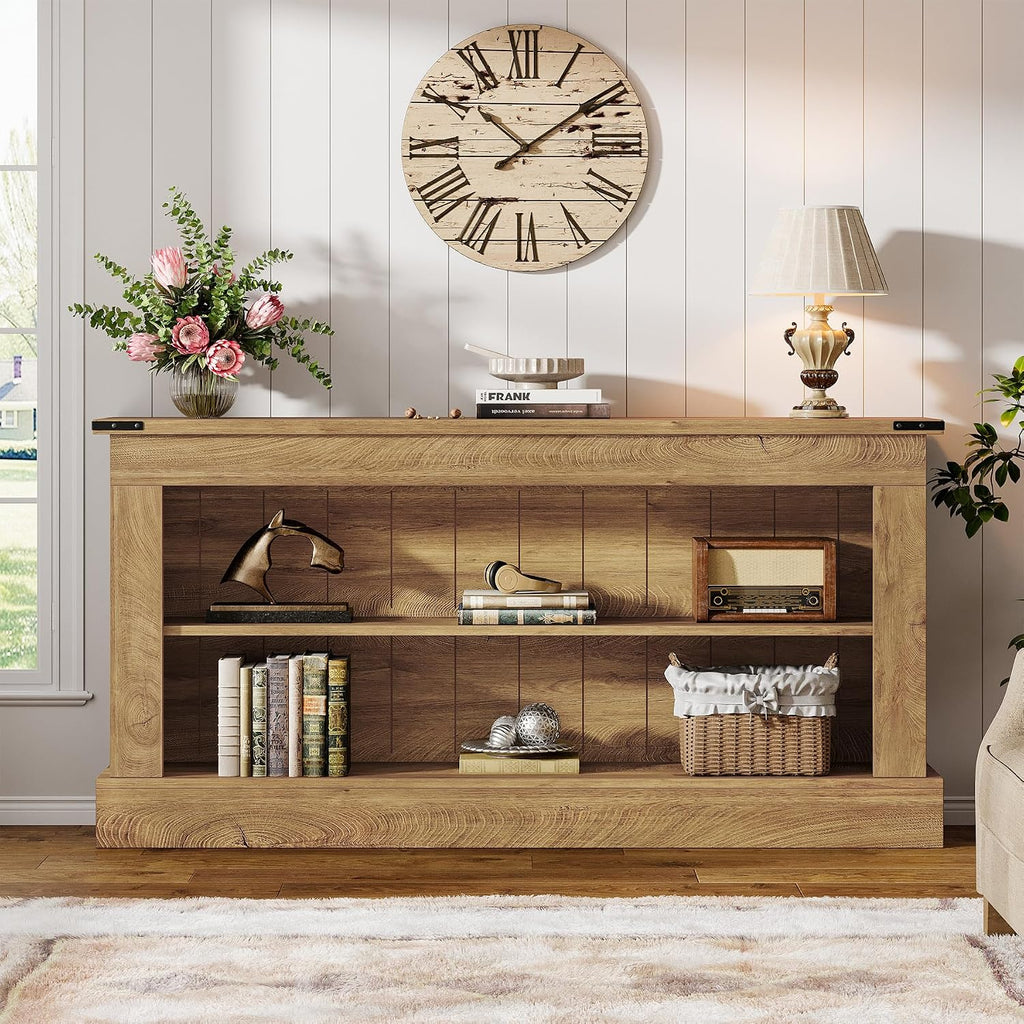 Tribesigns Farmhouse TV Stand for 70-Inch TV, 63' Entertainment Center with Storage, Modern Media Console Table for Living Room, Bedroom (Natural)