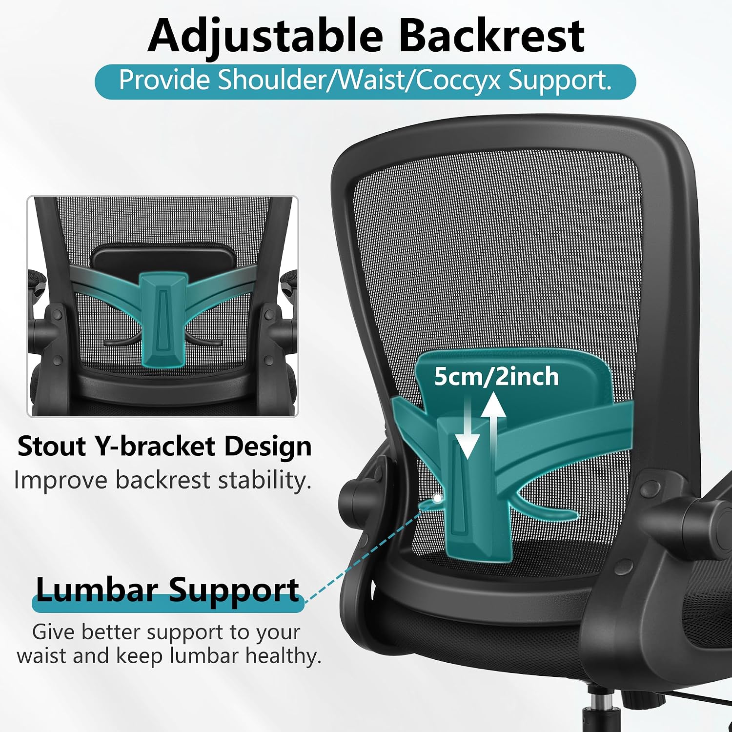 FelixKing Office Chair, Ergonomic Desk Chair Breathable Mesh Chairs Adjustable High Back Lumbar Support Flip-up Armrests, Executive Rolling Swivel Comfy Computer Chairs Home Office Black