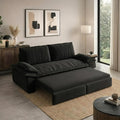 73.2' Sofa Bed Queen, 3-in-1 Pull Out Sofa Bed with Pillow Armrest, Modern Velvet Convertible Sleeper Futon Sofa for Living Room Small Space, Apartment, Bedroom, Black