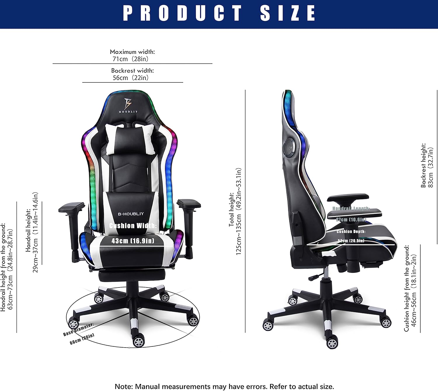 Gaming Chair with Massage and Speakers,Ergonomic Video Gaming Chair with Footrest and Lumbar Support,RGB Racing Gaming Chair, Computer Chair for Adults and Teens, 400lb.,White