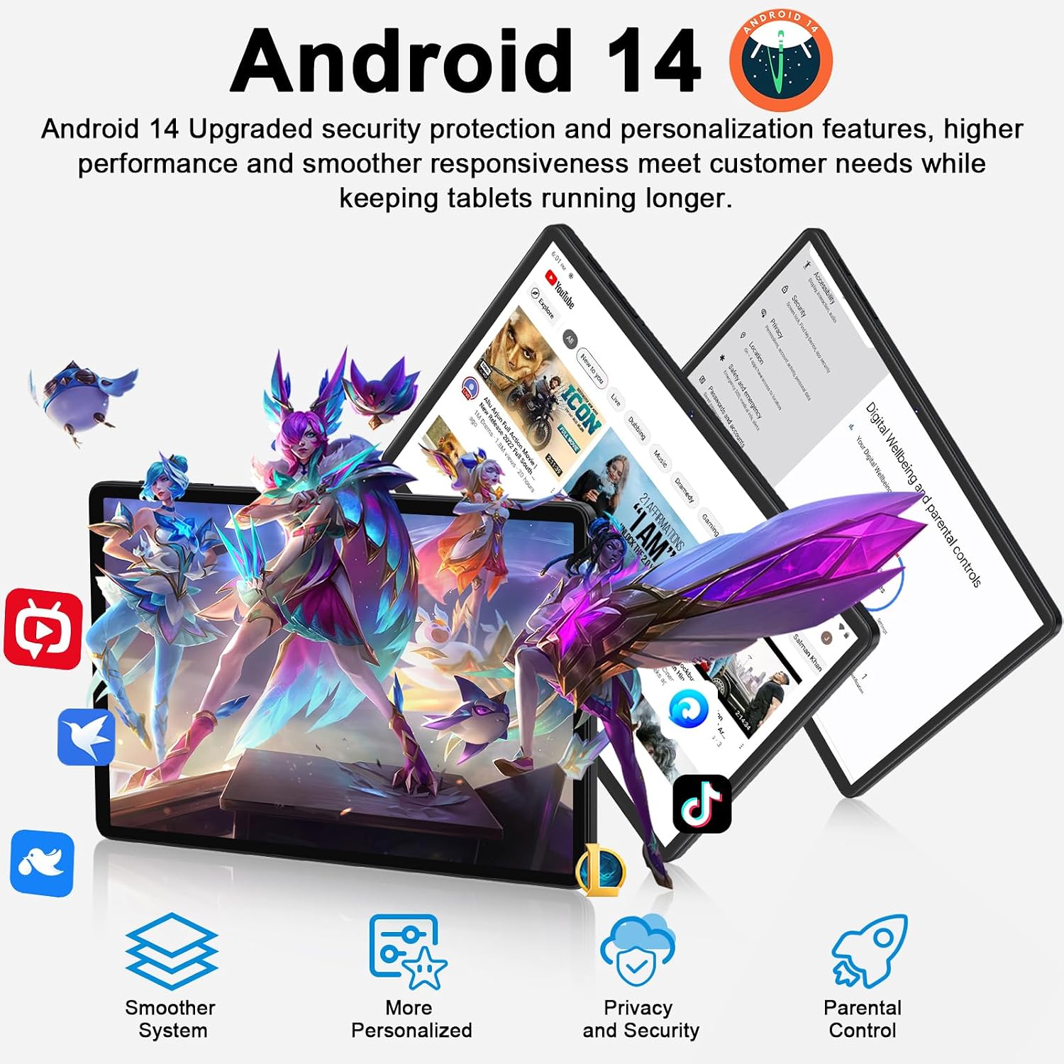 Tablet 11 inch Android 14 Tablets, 24GB+256GB+1TB Expand, Android Tablet with 8000mAh, Octa-Core, 13MP+5MP Camera, IPS Touchscreen, 5G WiFi, BT5.0, Widevine L1, GPS - Metal Black