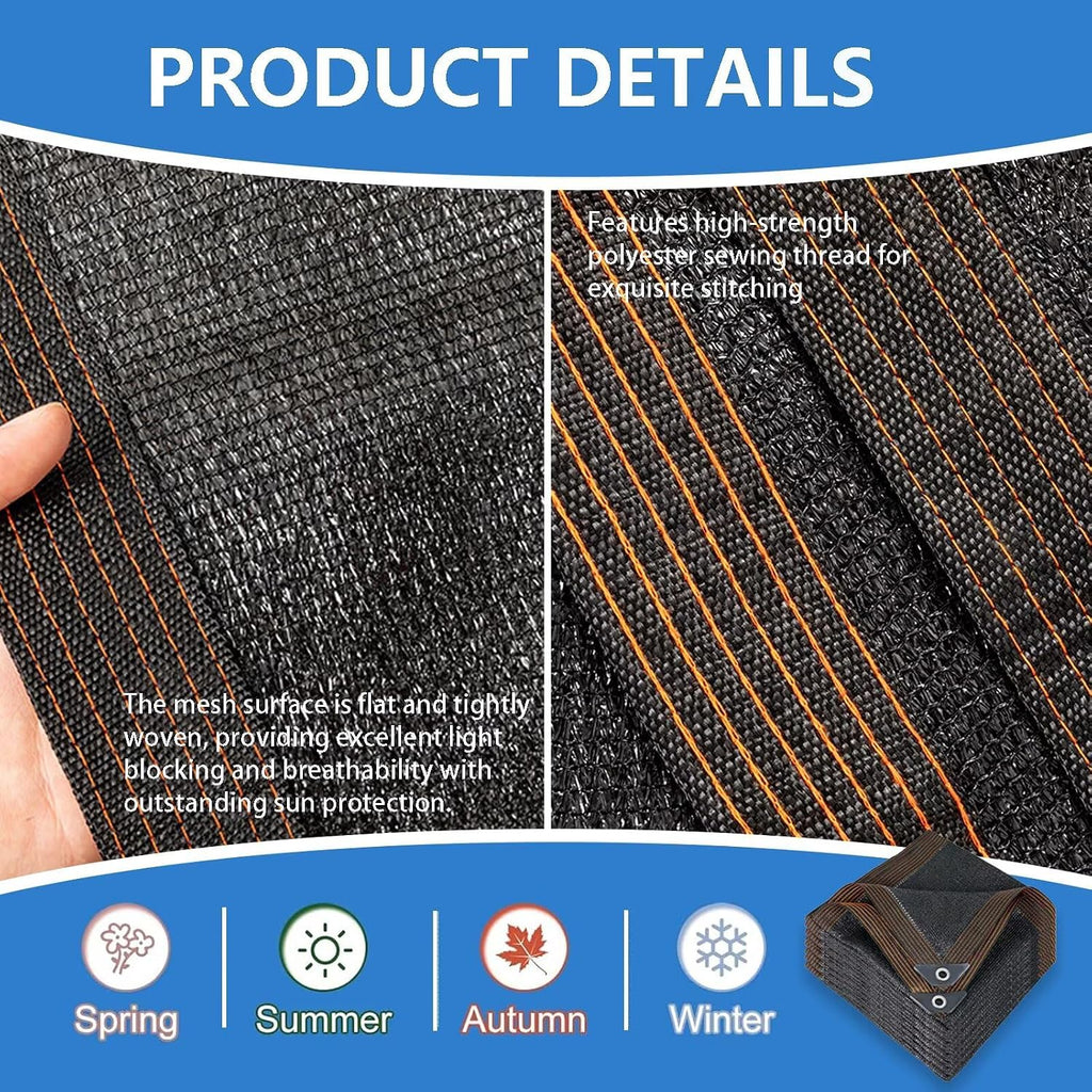 Shade Cloth - 14x17FT Garden Shade Mesh Netting with Grommets Outdoor Sun Shade Cover for Pergola Patio Plants Greenhouse Chicken Coop Black Shading Rate 90%