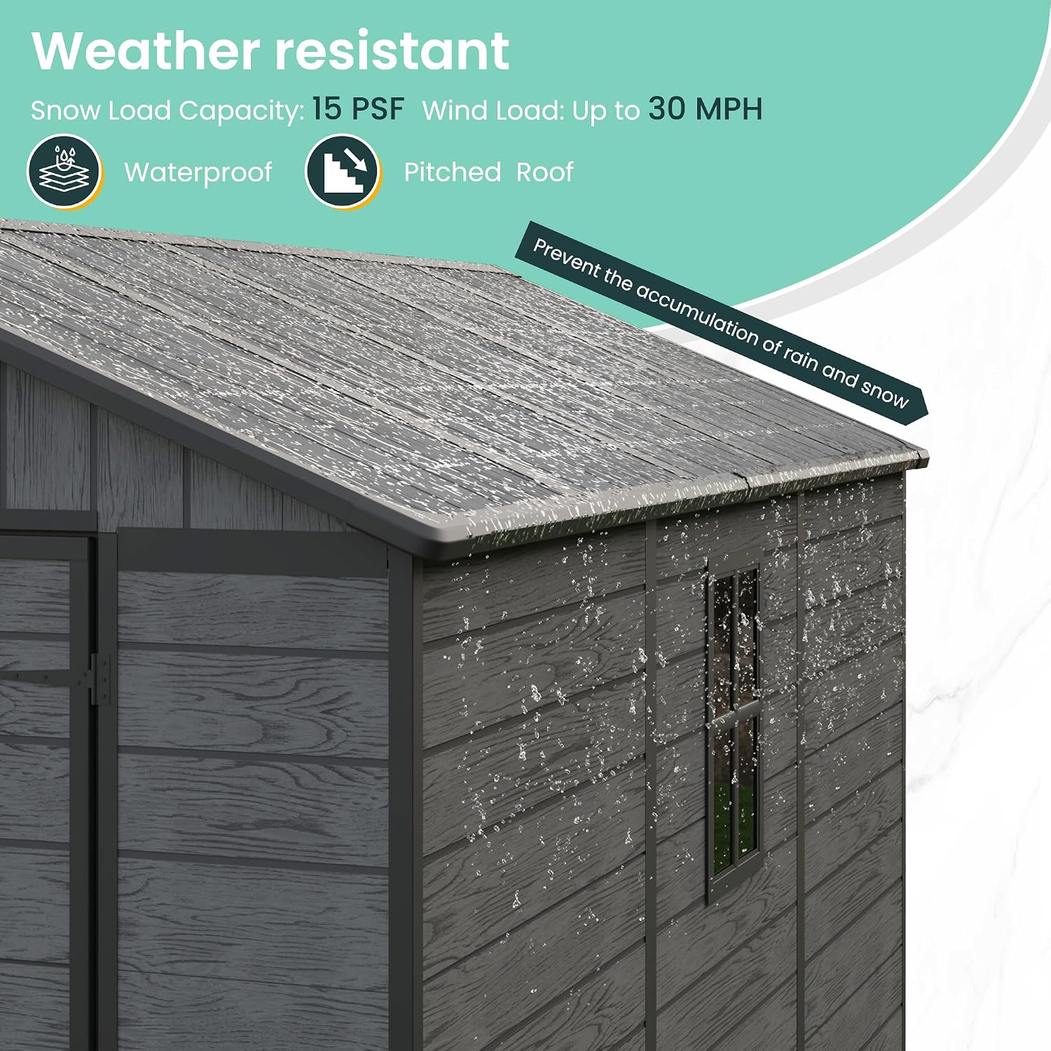 UDPATIO Resin Storage Shed 7.5x10.7 FT, Outdor Plastic Shed for Garden Tools Pool Equipment, Outside Sheds with Lockable Door for Backyard, Patio, Lawn, Dark Grey
