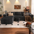 ovios 104' Cloud Boneless Couch with L-Shape Chaise,Modern Sectional Modular Sofa with Deep Seat, Upholstered Couches for Living Room Bedroom,No Assembly Required, Grey (Plush Corduroy Fabric)