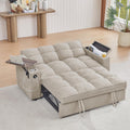 65' Cloud Couch Sleeper Sofa Bed with USB Charging Port & Side Pocket, Chenille Fabric Pull-Out Sofa with Thick Cushions, High Resilience Foam & Pillows for Living Room, Apartment, Small Spaces
