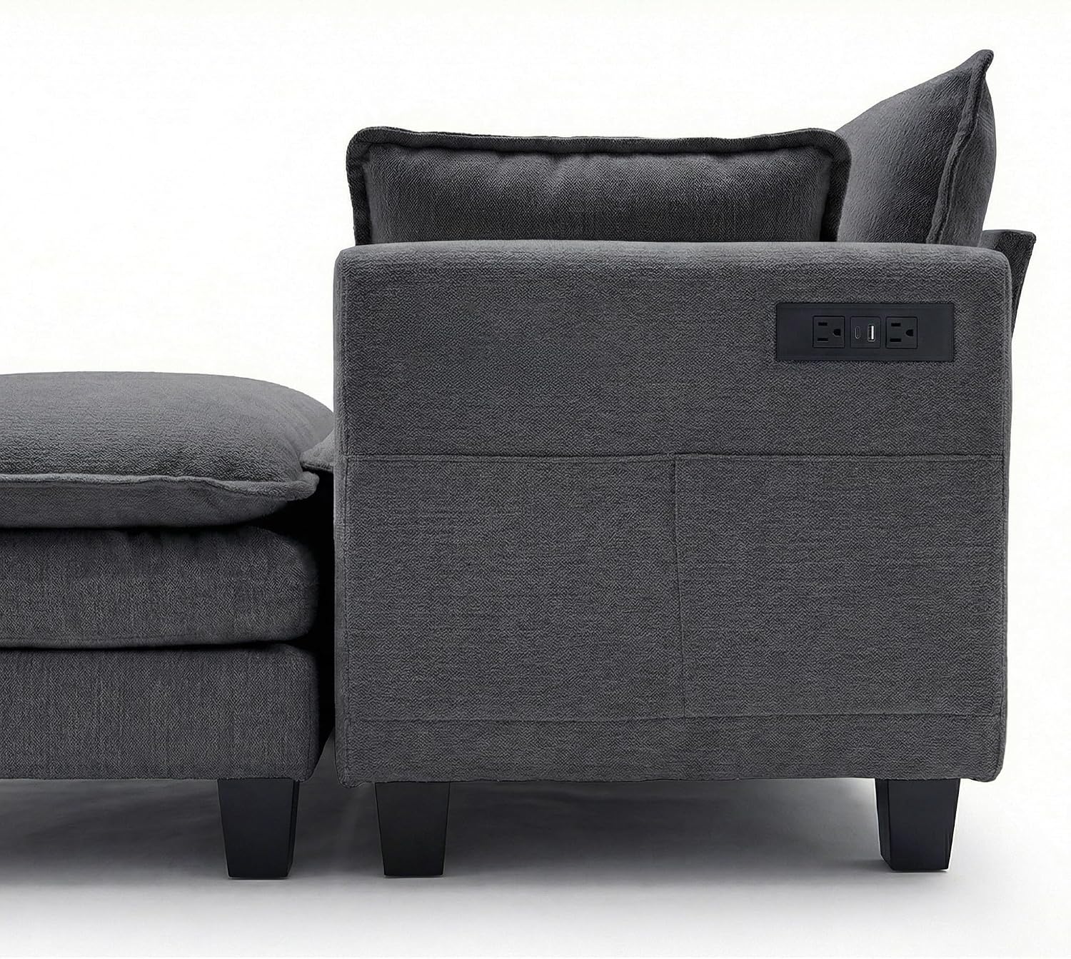 Eafurn Modular Sectional Sofa with Movable Ottomans for Living Room, 4 Seater Convertible U Shaped Sectional Couch Modern Reversible Chenille Sofa Set w/USB Ports and Side Pockets